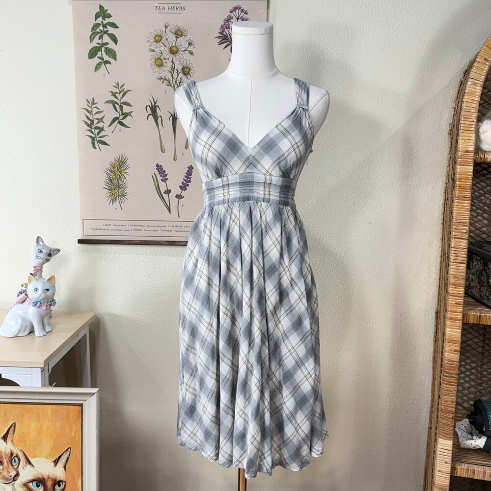 Converse Gray Plaid Babydoll Dress Emo Y2k Grunge Skater Gloomy Coquette XS